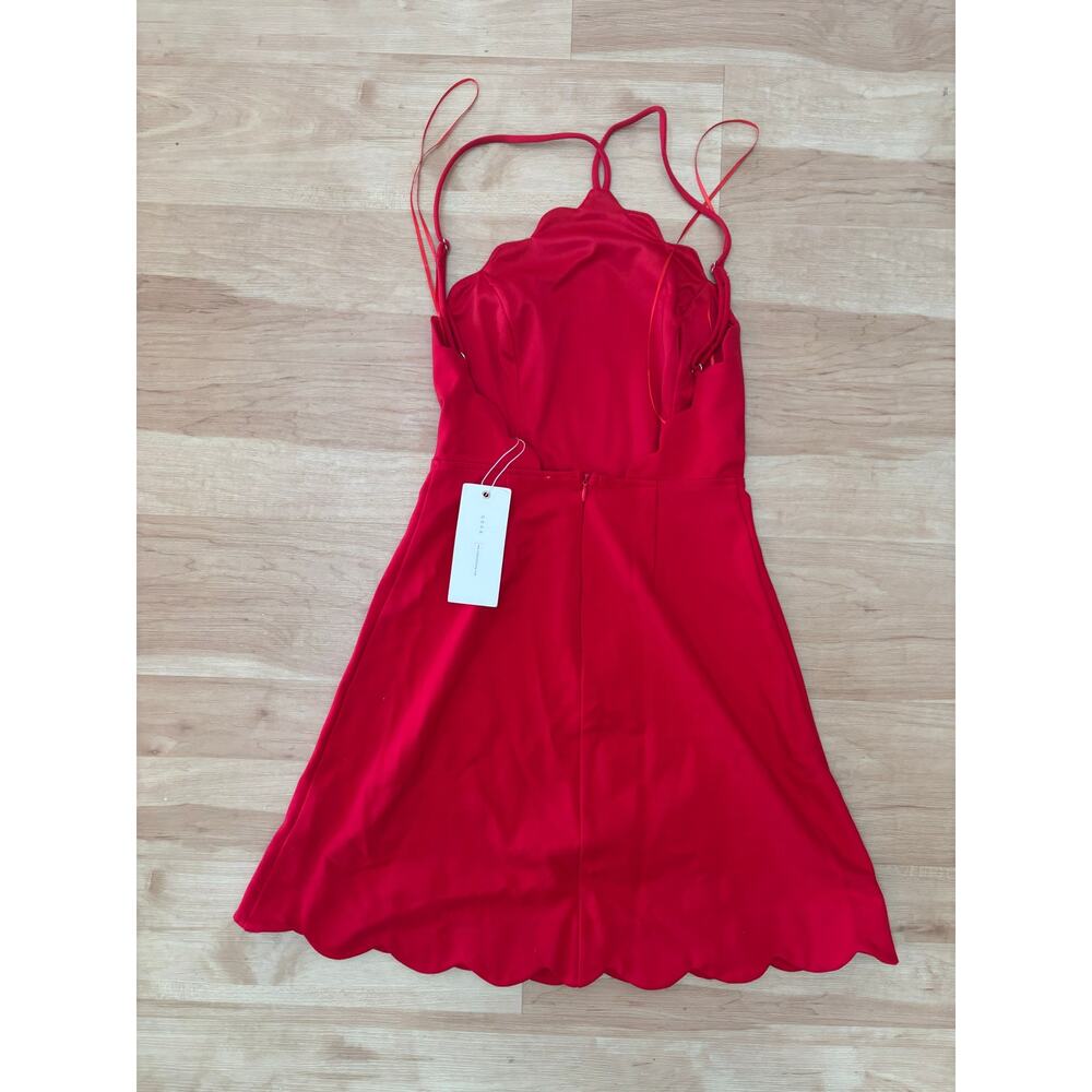 Nordstrom Lush Women's Scalloped Rayonne Red Mini Dress Size XS $80 Summer S1 - Picture 6 of 9